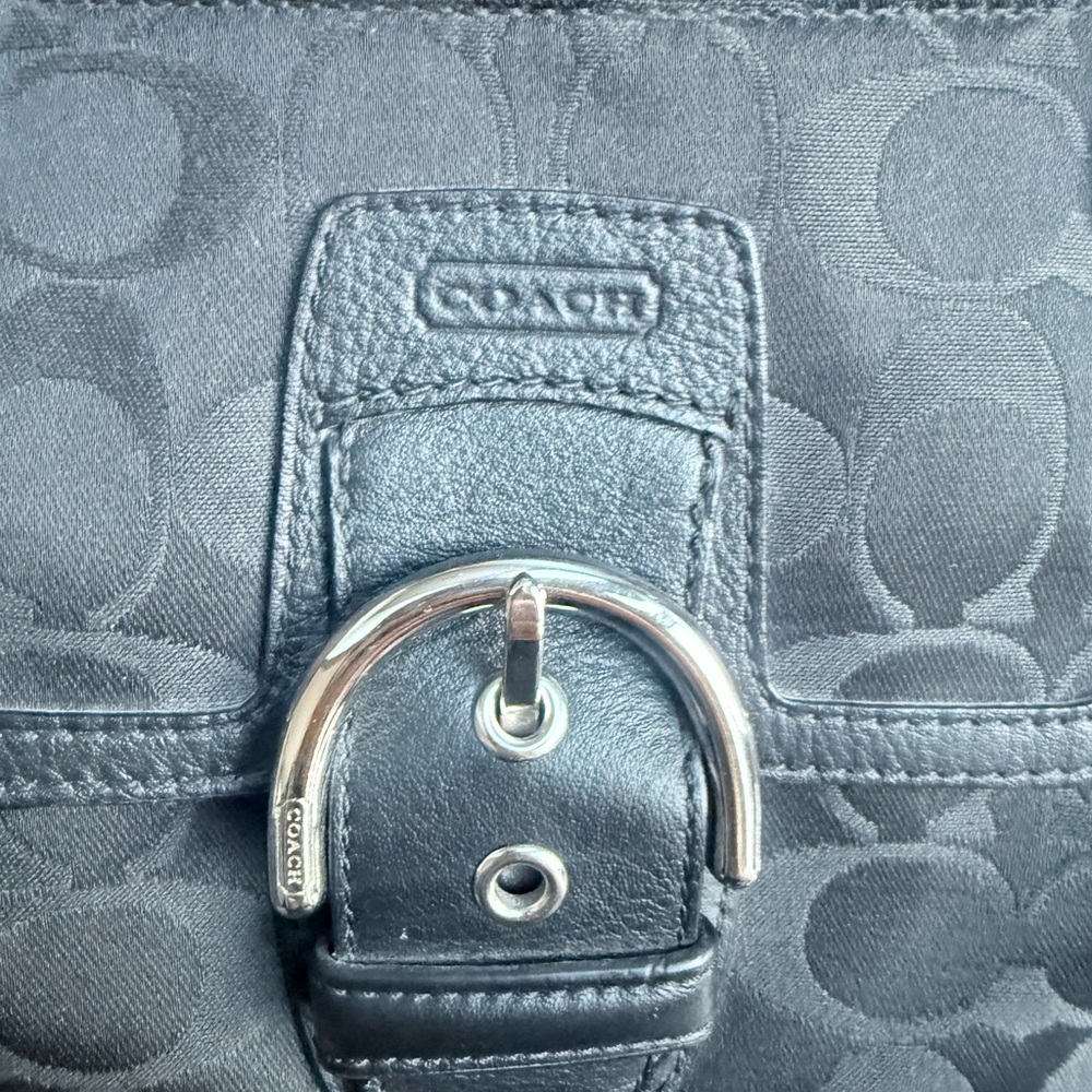 Small Coach Black Satchel with Signature Design - Picture 4 of 6